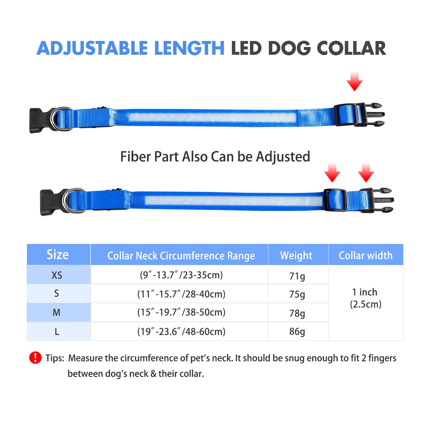 Dog Collar illuminating Dog Collar, Waterproof, Safety Collars