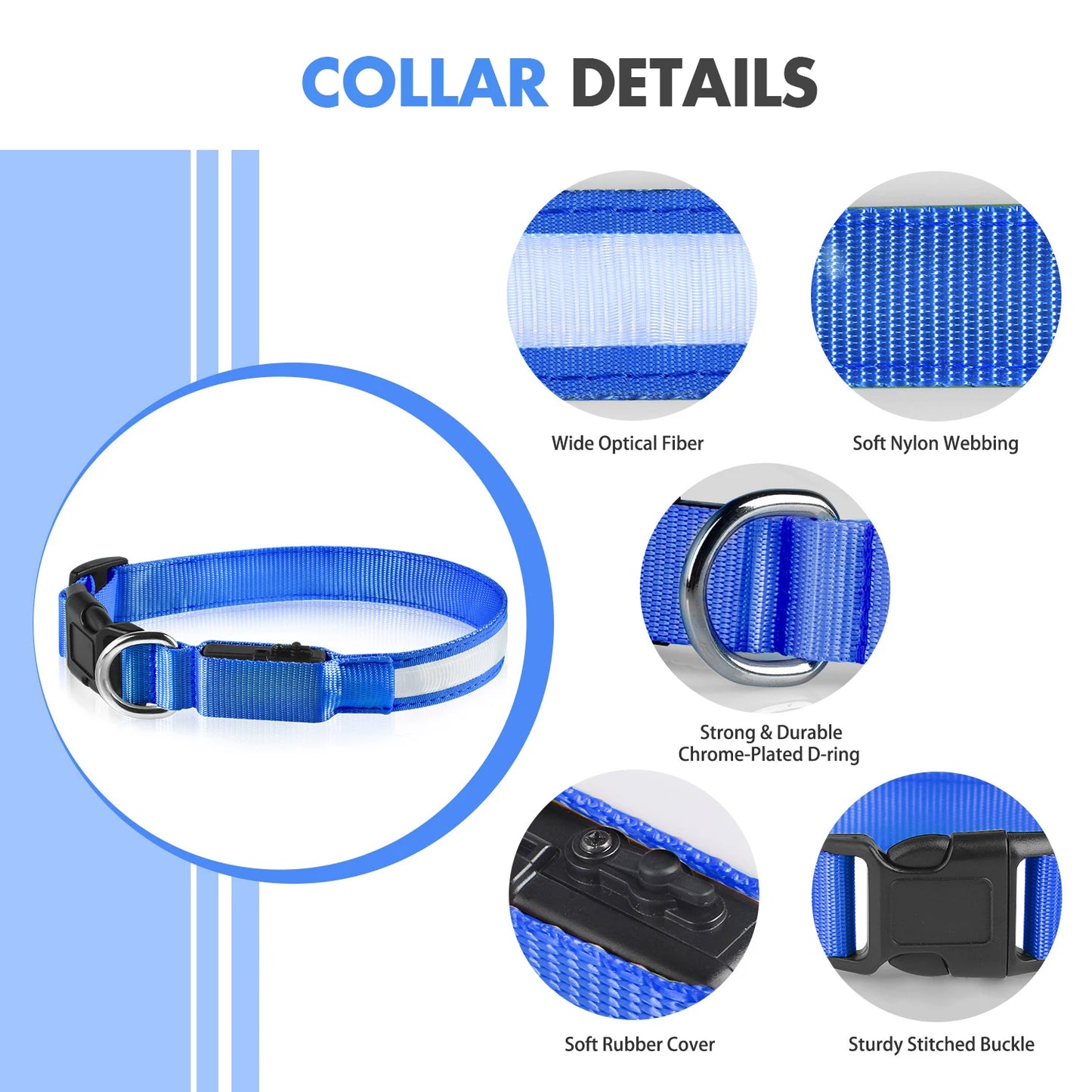 Dog Collar illuminating Dog Collar, Waterproof, Safety Collars