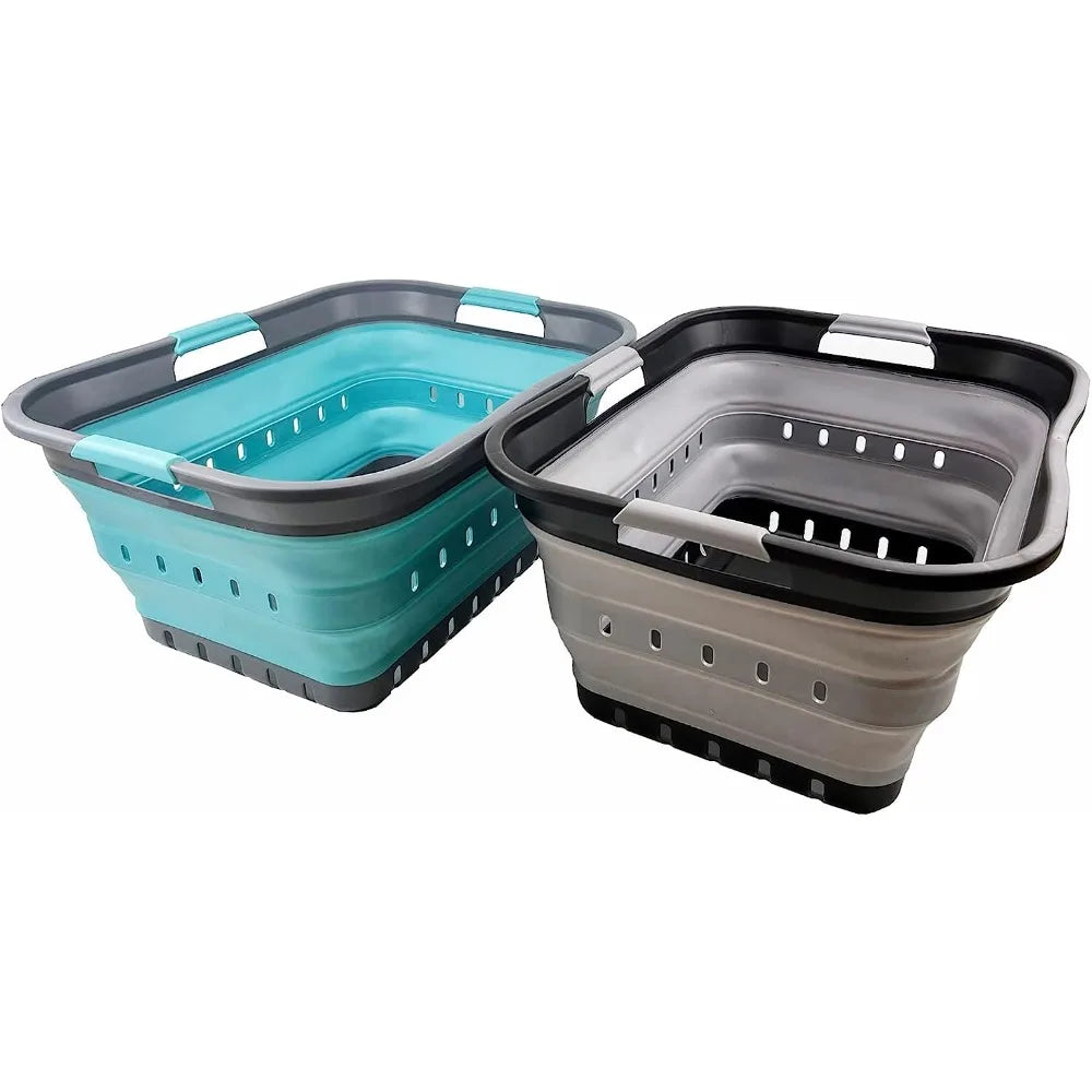 Collapsible Plastic Laundry Basket - Storage Container/Organizer