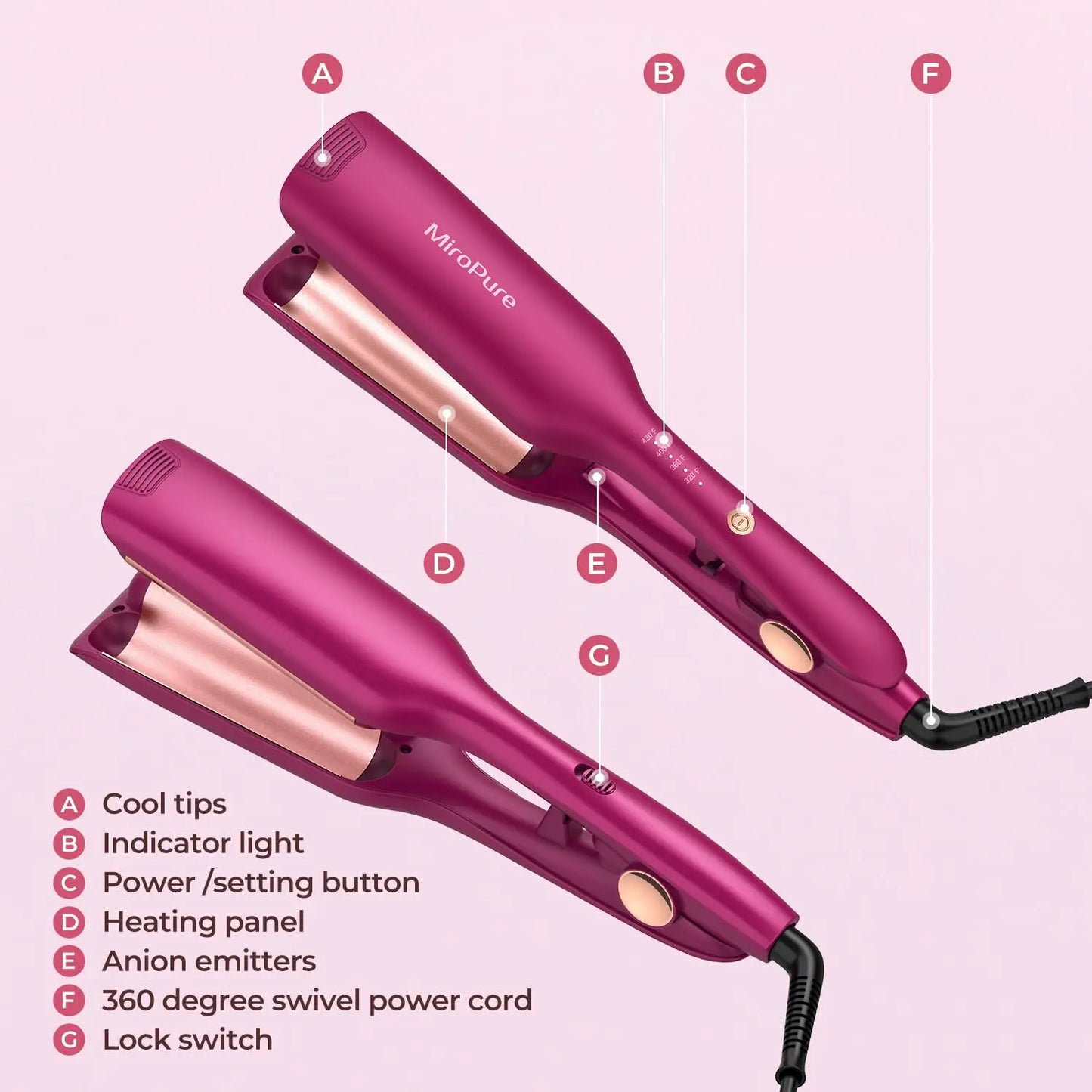 Wave Iron for Beach Curls in Hair, Heater Automatically Turns Off