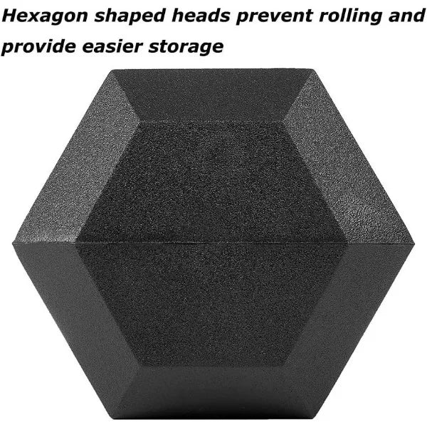 Set Of Rubber Encased Hex Dumbbells 105lbs