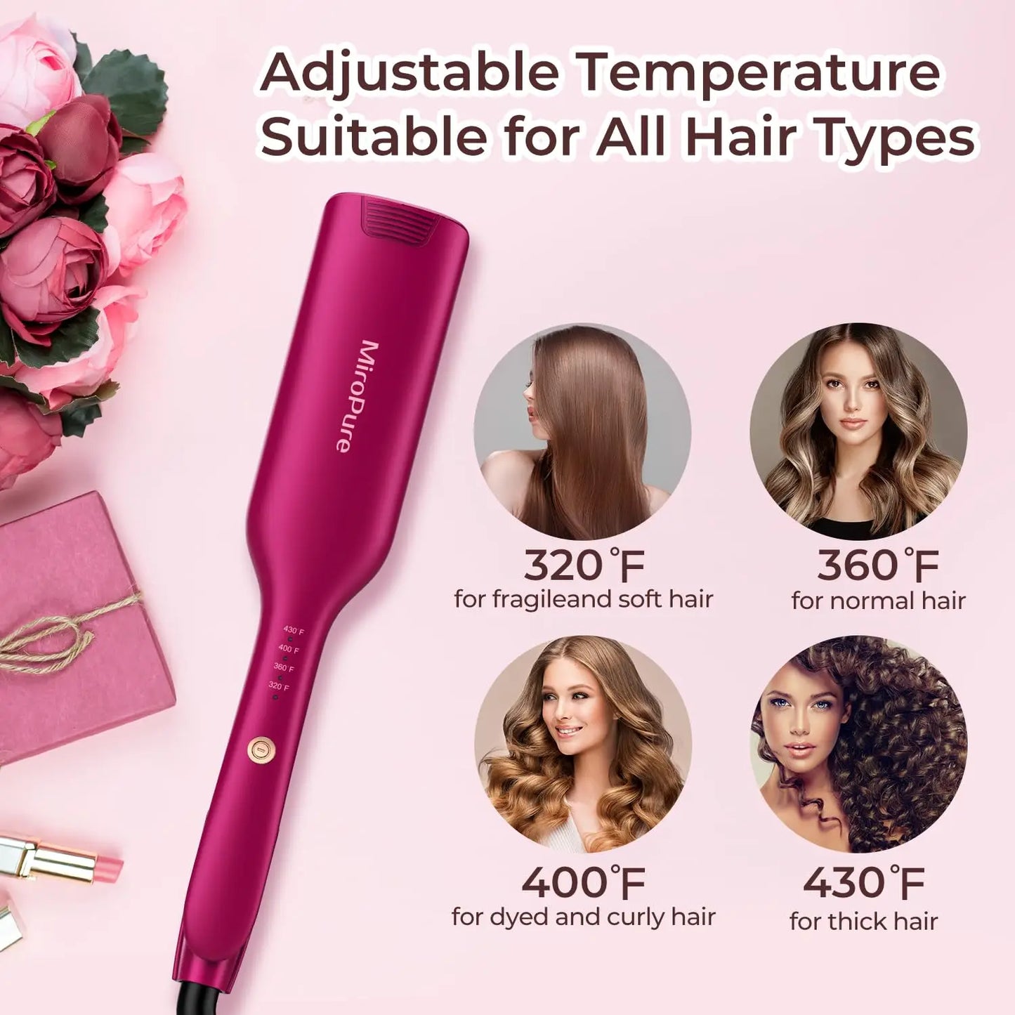 Wave Iron for Beach Curls in Hair, Heater Automatically Turns Off