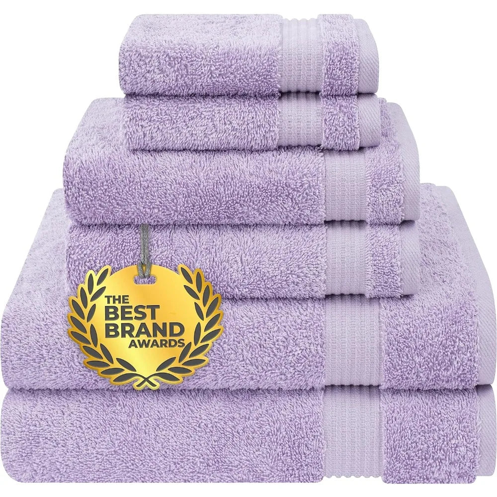 6 Piece Towel Set 100% Cotton Soft Turkish Towels