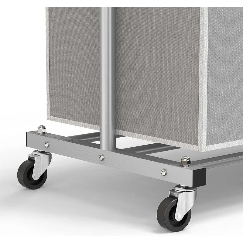 3 Bag Laundry Sorter Rolling Cart w/Garment Rack