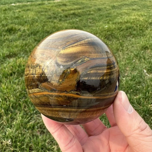 80mm+ Natural Tiger Eye Jasper Sphere