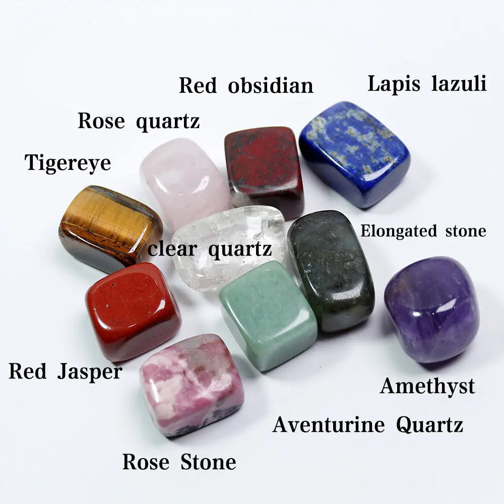 10Pcs Natural Chakra Healing Crystal Polished Tumbled Stone Set Mineral Rock Quartz Gemstone Yoga Feng Shui Decor W/ Gift Box