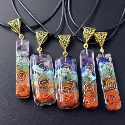 7 Chakra Healing Crystal Necklace Natural Colorful Stone