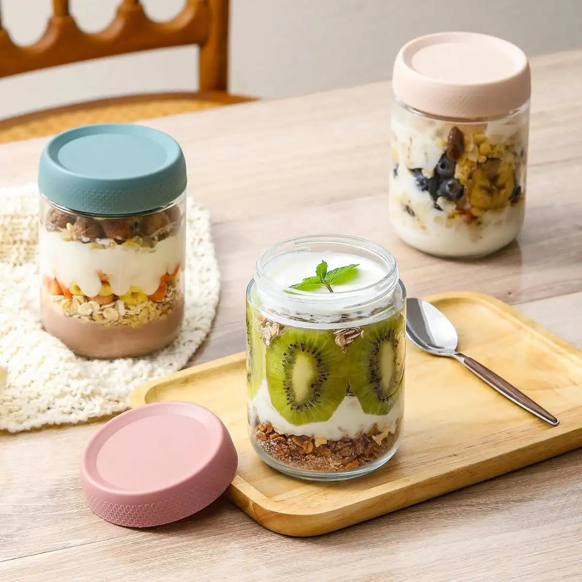 6-pack 16 oz Overnight Oats Containers with Lids