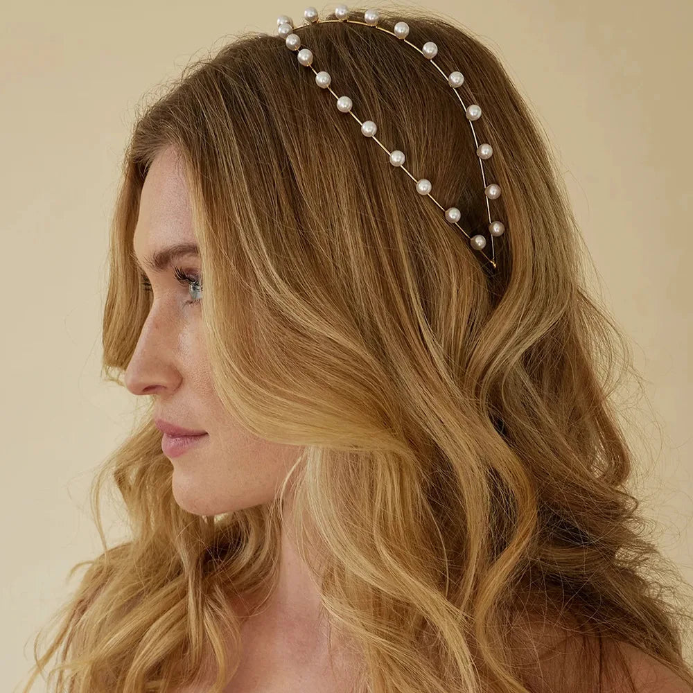 Double Layer Pearl Headband Pearl Hair Accessory