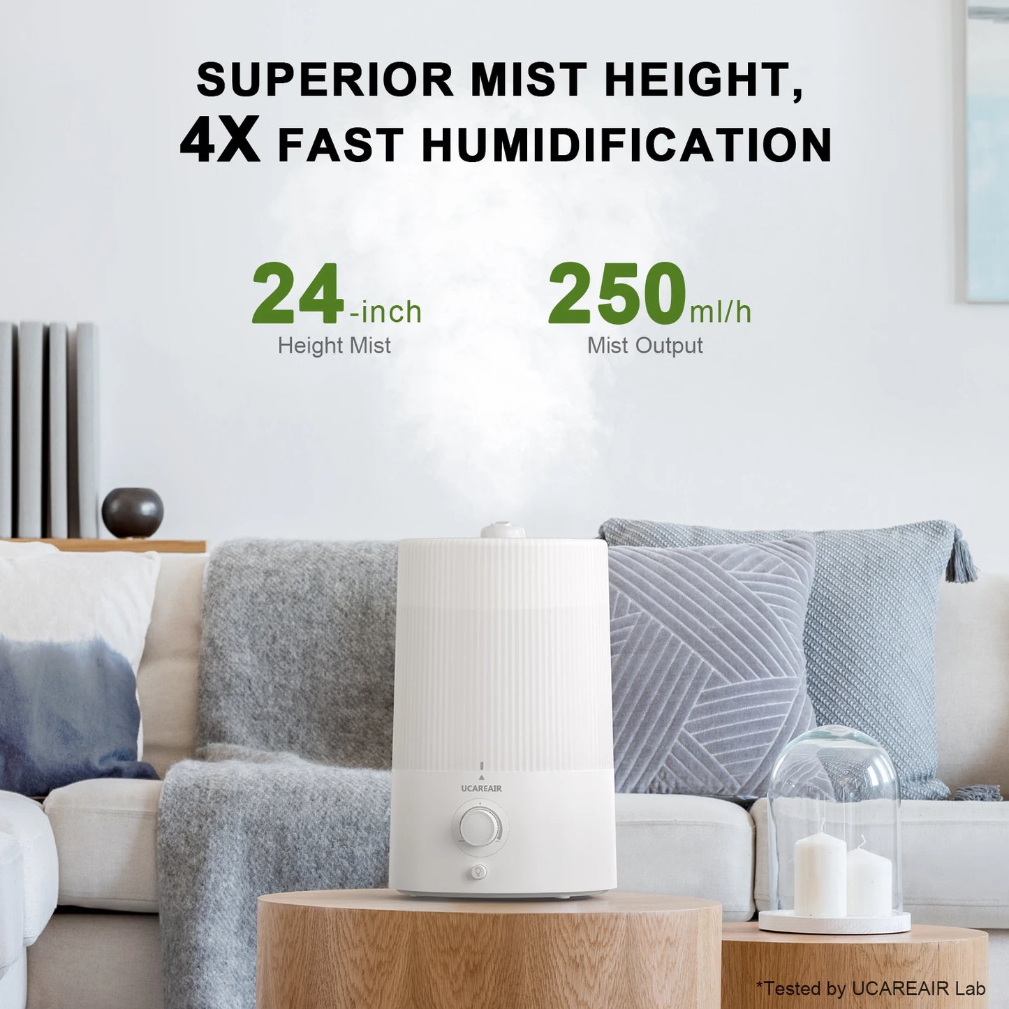 humidifier 4L top filled cold mist for large room, aroma therapy