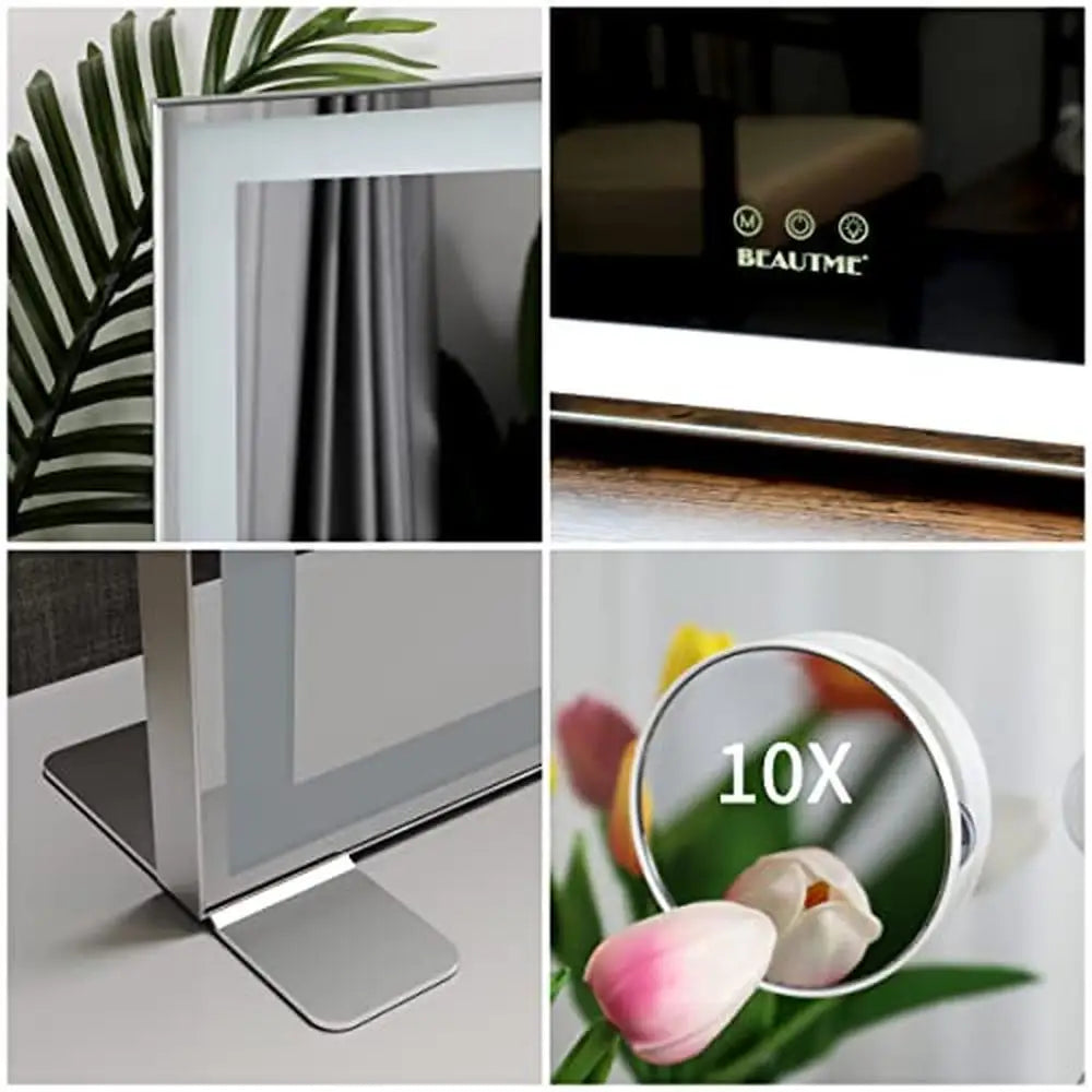 Large LED Lighted Vanity Mirror with 10x Magnifier Smart Touch