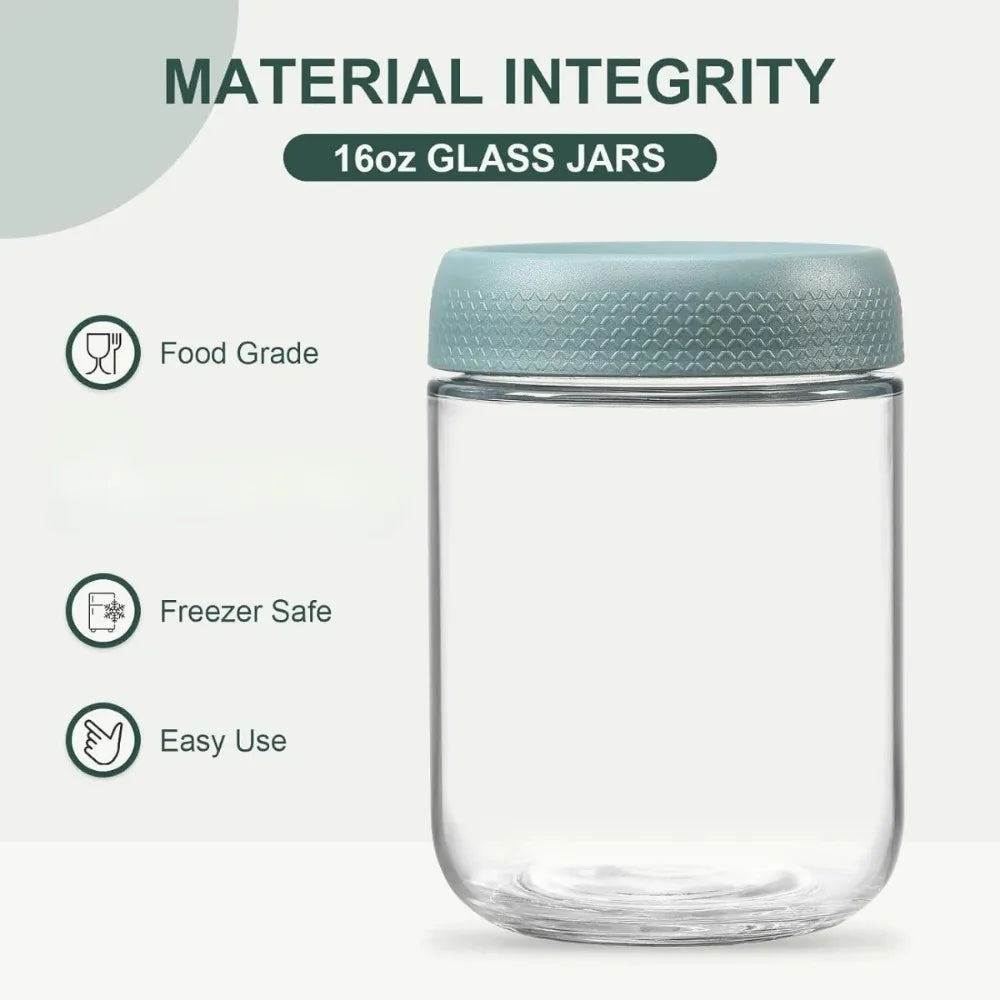 3pack 16oz Glass jars  Airtight Lids for Salad jars  Food Storage  Snacks Yogurt