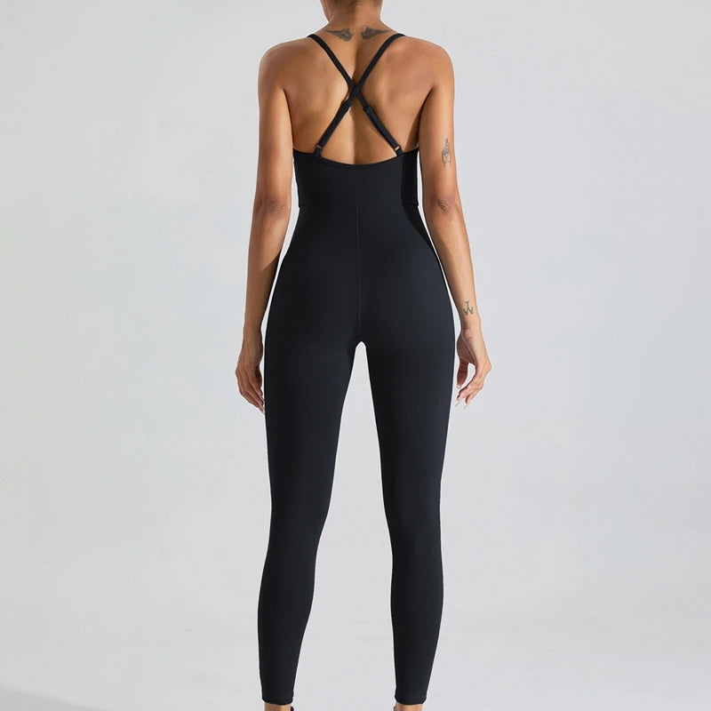 yoga sportswear High elasticity jumpsuit with Cross back design