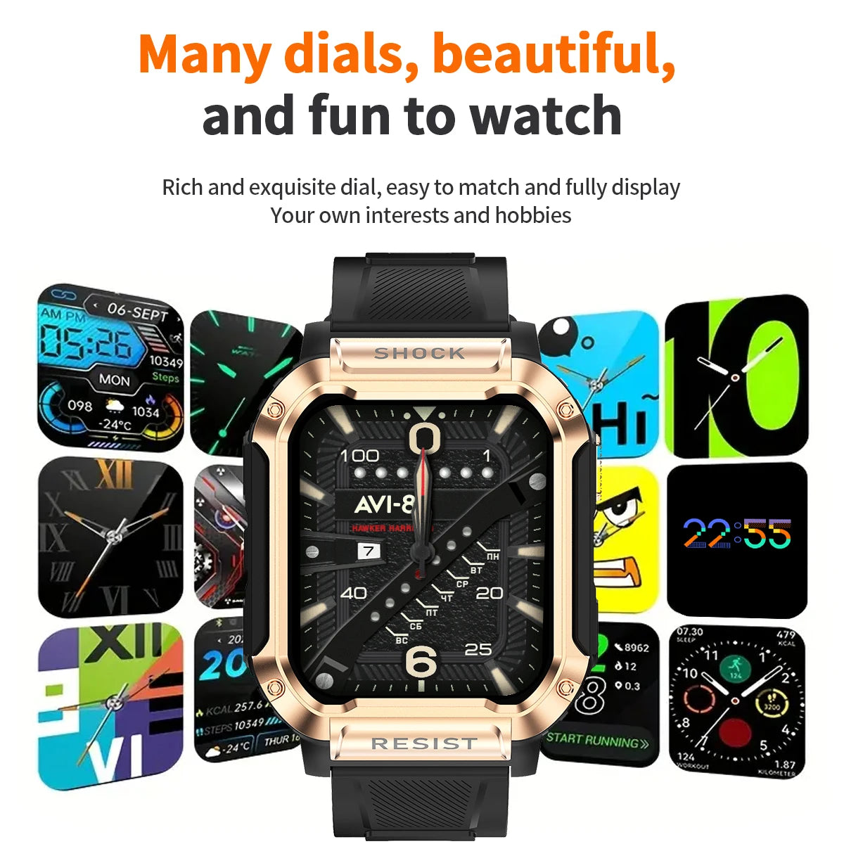 Smart watch, wireless calling/dial, multi-Sport mode, fitness monitoring, for iPhone/Andriod