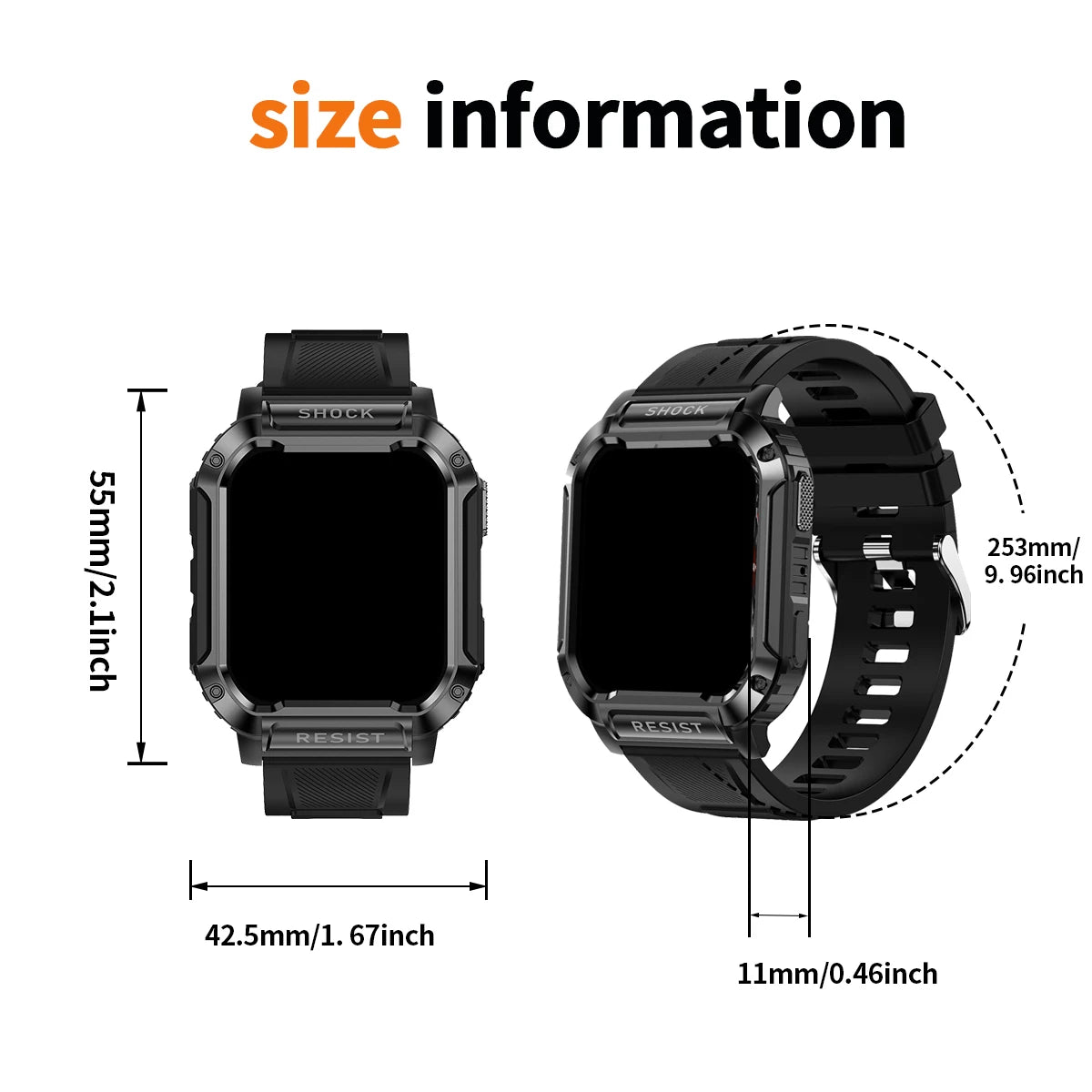 Smart watch, wireless calling/dial, multi-Sport mode, fitness monitoring, for iPhone/Andriod