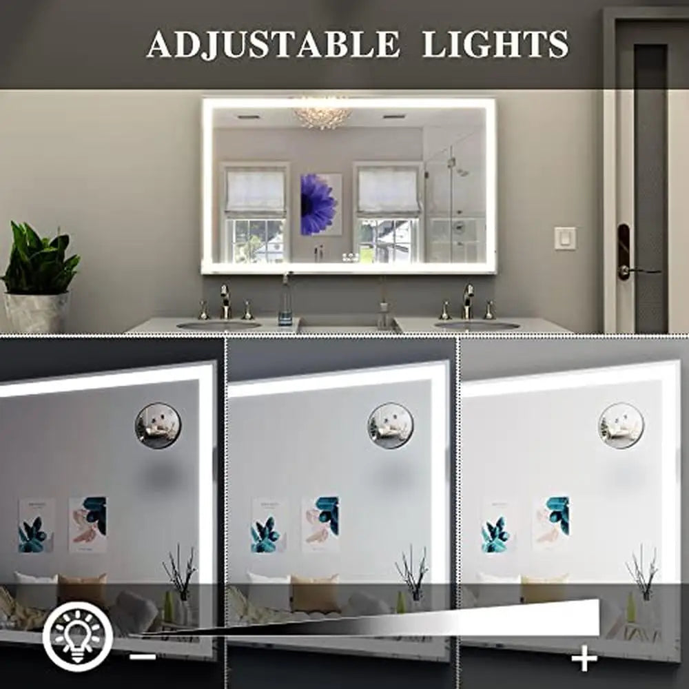 Large LED Lighted Vanity Mirror with 10x Magnifier Smart Touch