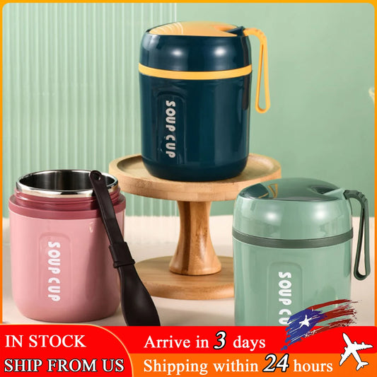 480ml Mini Thermal Lunch Box Stainless Steel Container with Spoon