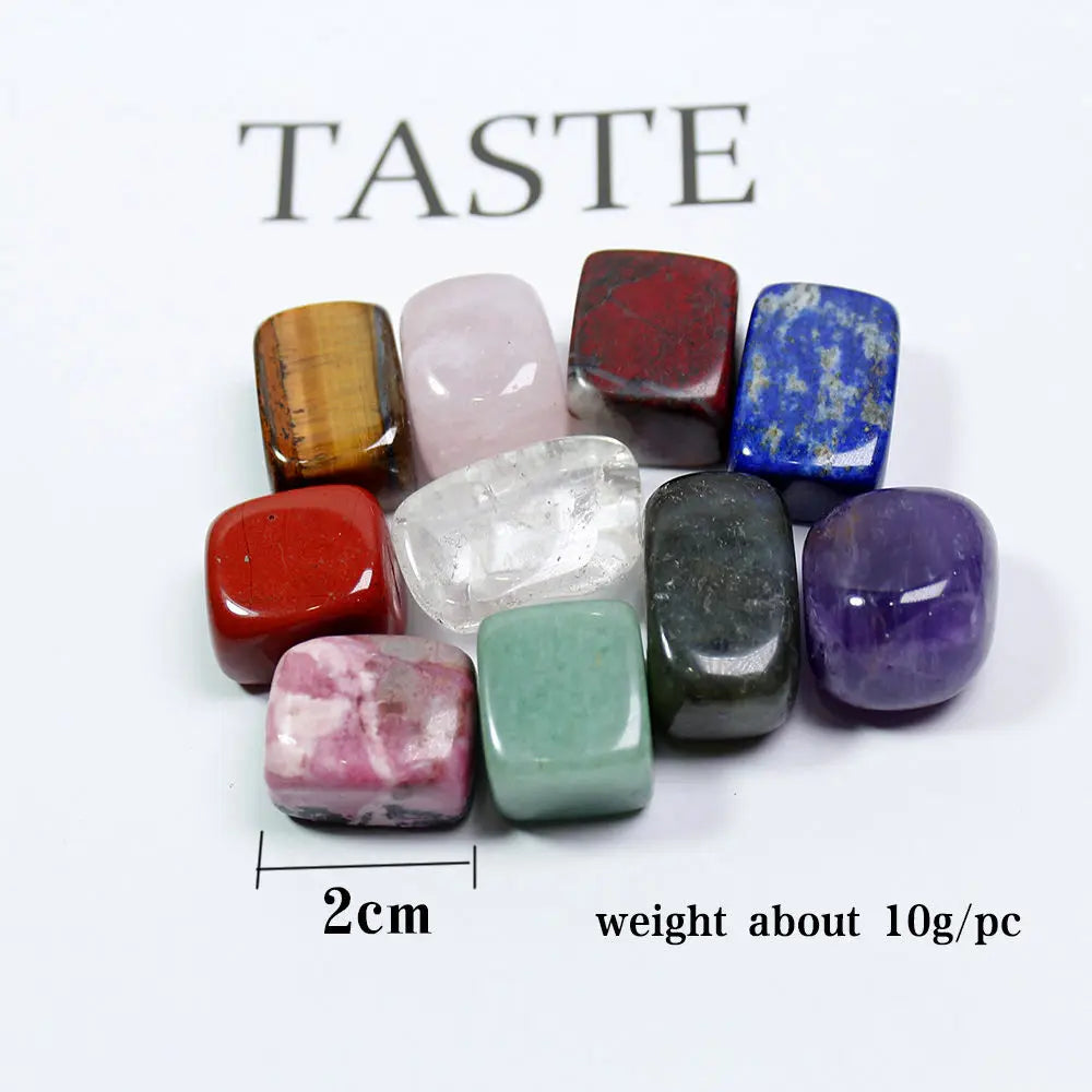 10Pcs Natural Chakra Healing Crystal Polished Tumbled Stone Set Mineral Rock Quartz Gemstone Yoga Feng Shui Decor W/ Gift Box