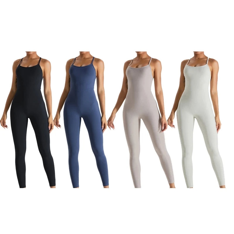 yoga sportswear High elasticity jumpsuit with Cross back design