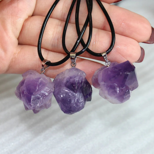 Purple Natural Brazilian Amethyst Quartz Crystal Pendan