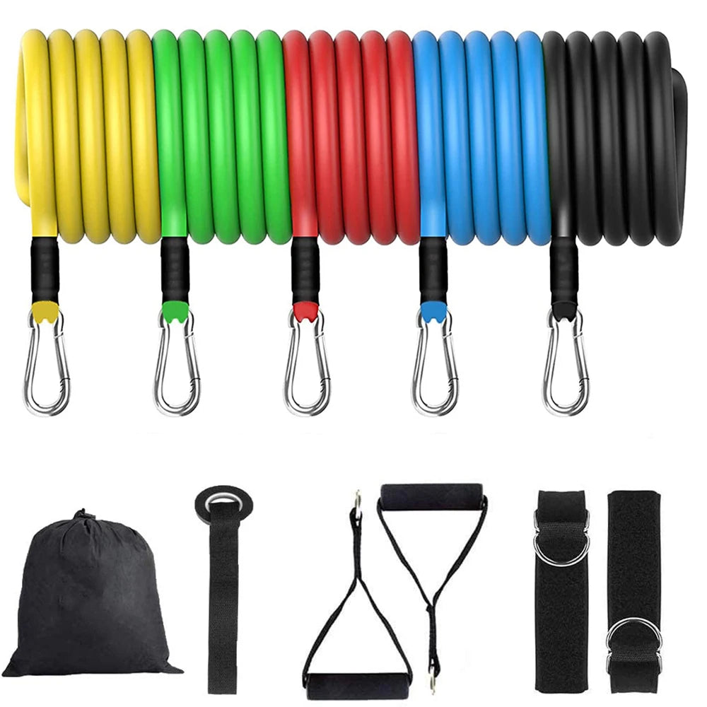 11 IN 1 Latex Resistance Bands, Yoga, CrossFit Fitness, Strengthening Pull Rope